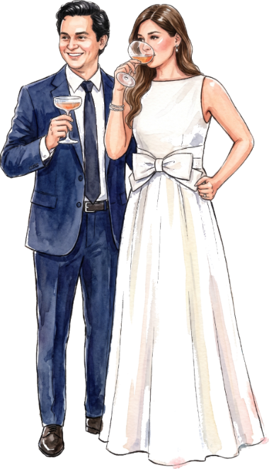 Ilustración de una pareja en etiqueta formal